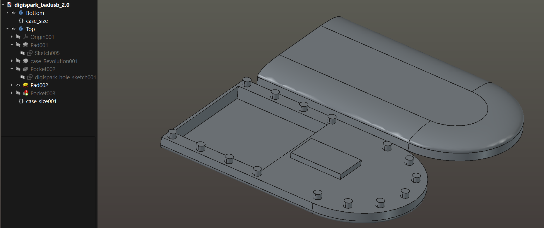 FreeCad Bad-USB - Вид снизу